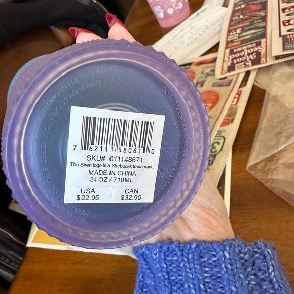 Starbucks 2024 Gradient Blue Purple Ombre Jelly Studded 24 Oz Cold Cup NWT - Picture 2 of 2